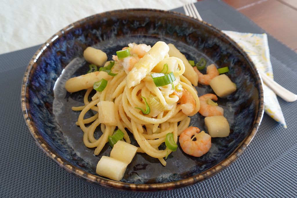 Troccoli mit Spargel und Shrimps