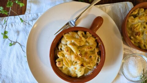 Spargel-Pasta überbacken